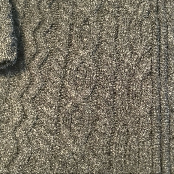 Talbots lambswool Sweater Jacket Gray Faux Fur Collar XS Petite Shacket vintage - Picture 4 of 10